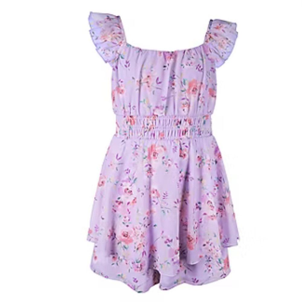 Lilt Girls Sleeveless Floral Romper